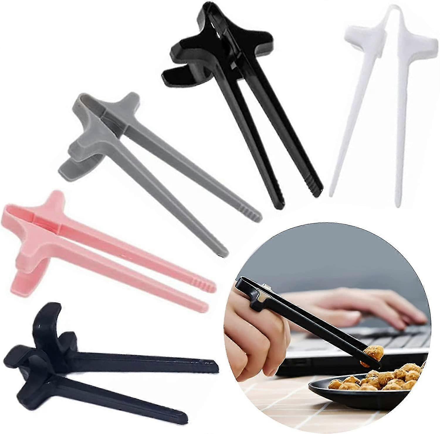 5 Stück Finger Essstäbchen für Gamer, Finger Snack Clips, Wiederverwendbare Chip Fingerzangen, Gamer Geschenke Zubehör, Lazy Assist Zubehör für Gamer (mult