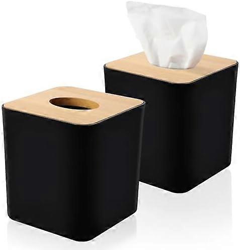 2 Pack Tissue Box Cover, Tissue Holders Tissue Box Holder Natural Material Cover Plate Cube Paper Organizer Dispenser for Bathroom, Night Stands, Desk
