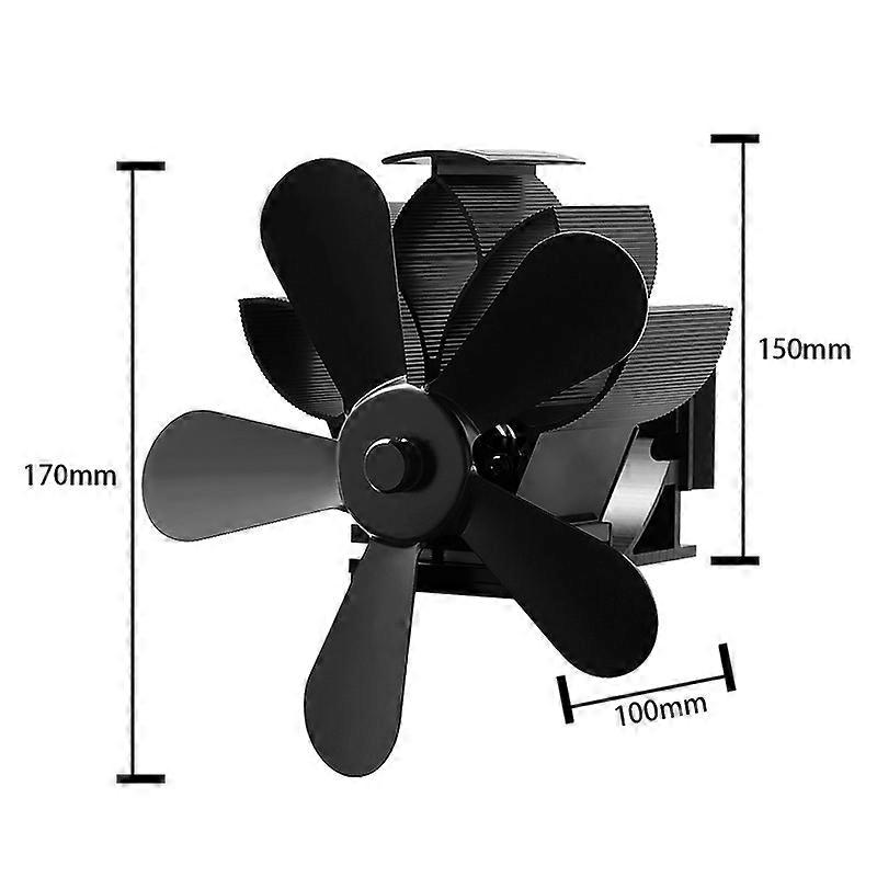 5 شفرات مروحة الموقد بالطاقة الحرارية مروحة سجل الموقد الخشب لا بطارية كهربائية مطلوبة توزيع الحرارة الهادئة البيئية الفعالة
