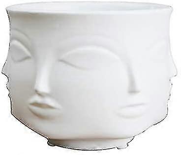 White Ceramic Flower Pot With Cactus Head