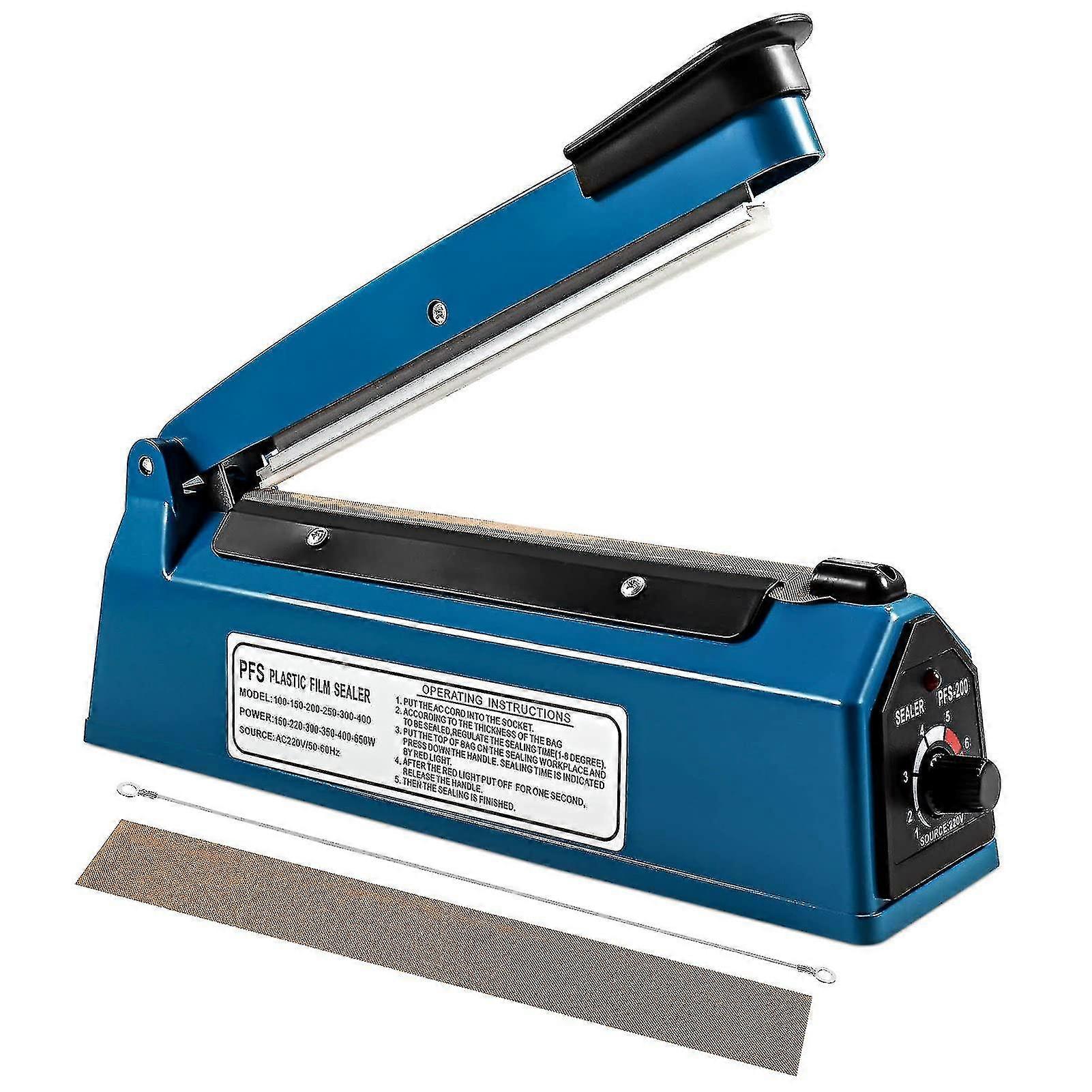 200mm Heat Sealer Plastic Bag Sealer Impulse Sealer Blue Vacuum Food Sealer Bag Packing Machine For Pp And Pe Plastic Bag Sealer Aespa