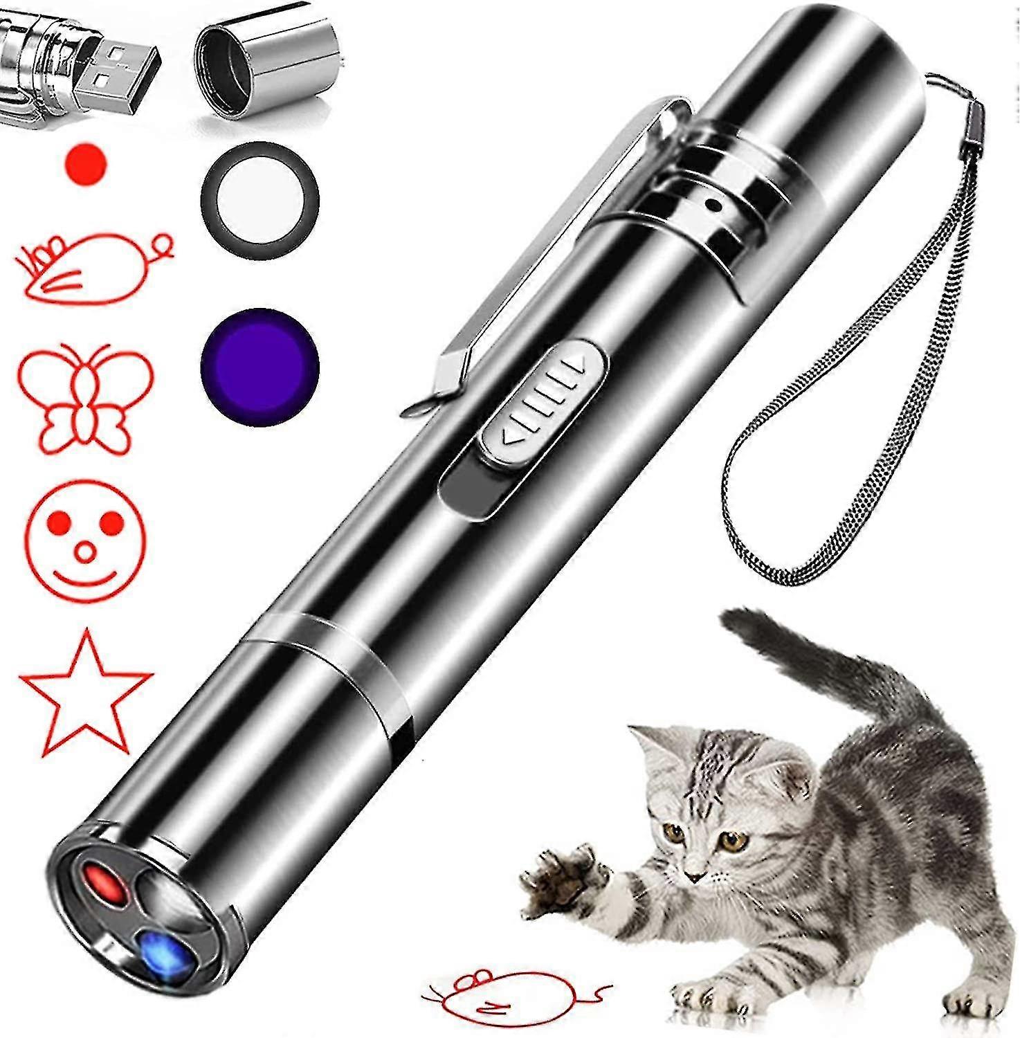 Cat Laser Toy, Red Led Light Pointer Interactive Toys For Indoor Cats Dogs, Long Range 3 Modes Lazer Projection Playpen For Kitten Outdoor Pet Chaser
