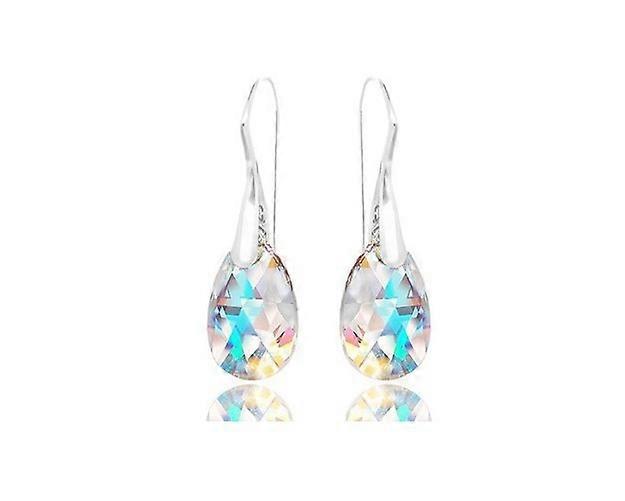 Plated Created White or Green Opal Leaf Drop Dangling Earrings