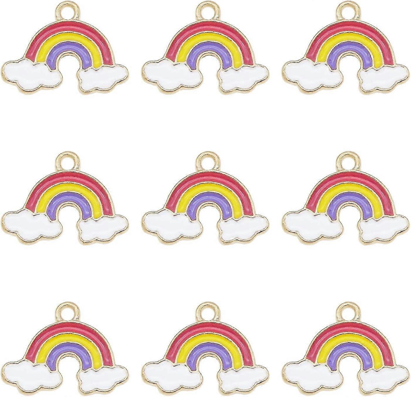 Pack Of (x20) Healwe Gold Back Multi-colored Enamel Metal Rainbow Clouds