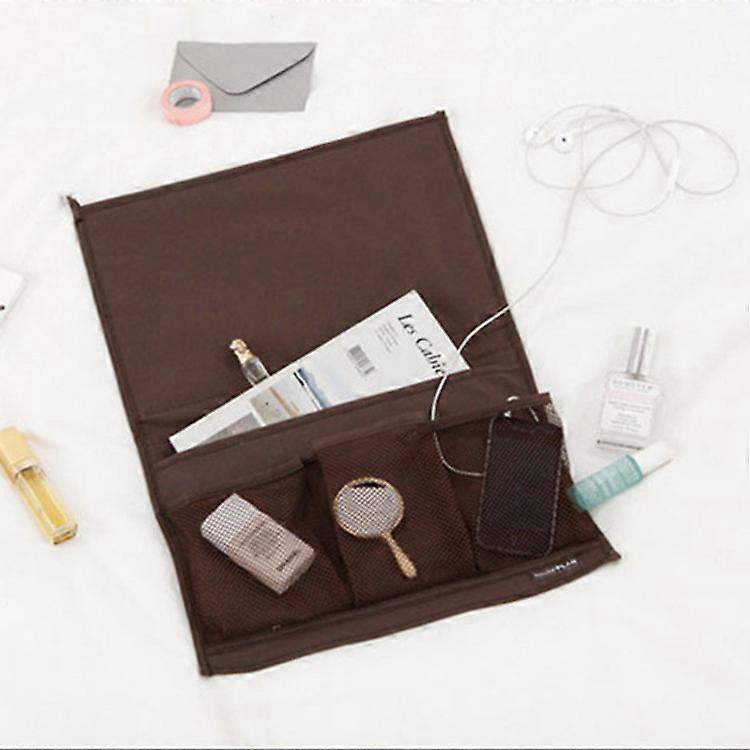 Organizing bag, thickened Oxford cloth storage pocket, creative design, bedside sofa side bag, dormitory desk, brown