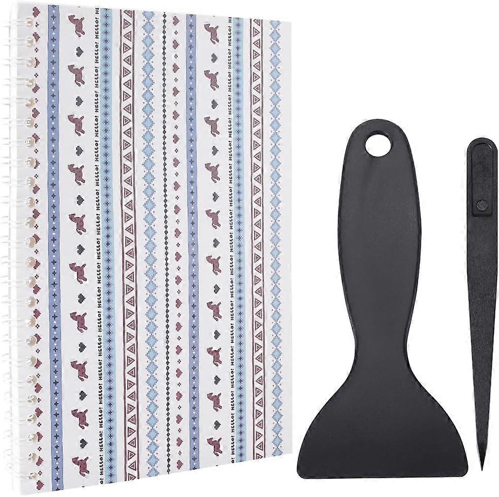 32 Pages Sticker Collecting Album Book A5 Spiral Bound Notebook Purple Floral Reusable Sticker Storage Book Notepads Labels with Plastic Spatula and A