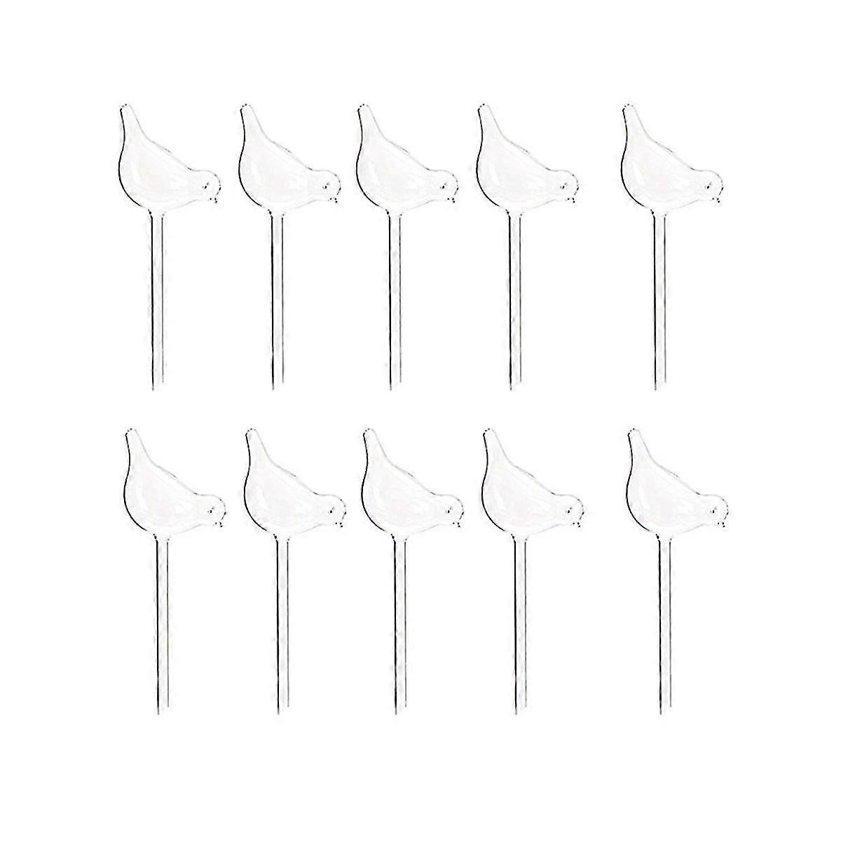10 Pack Automatic Flower Waterers, Bird Shape Handmade Clear Plastic Waterers