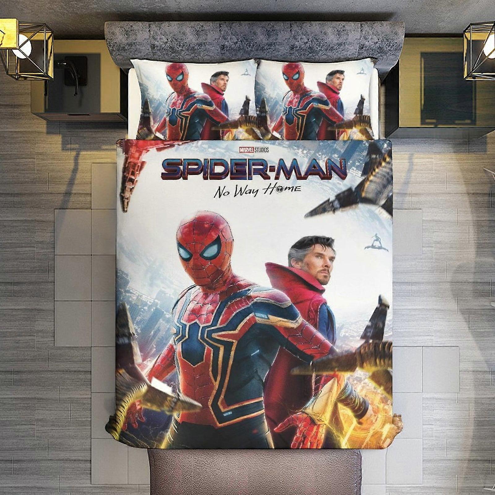 v845  Bed Sheets Bedding Spider-Man No Way Home 3 Piece Sets Full/Queen Size - Reversible Microfiber Quilts with 2 Shams Soft Lightweight Bedspread Co