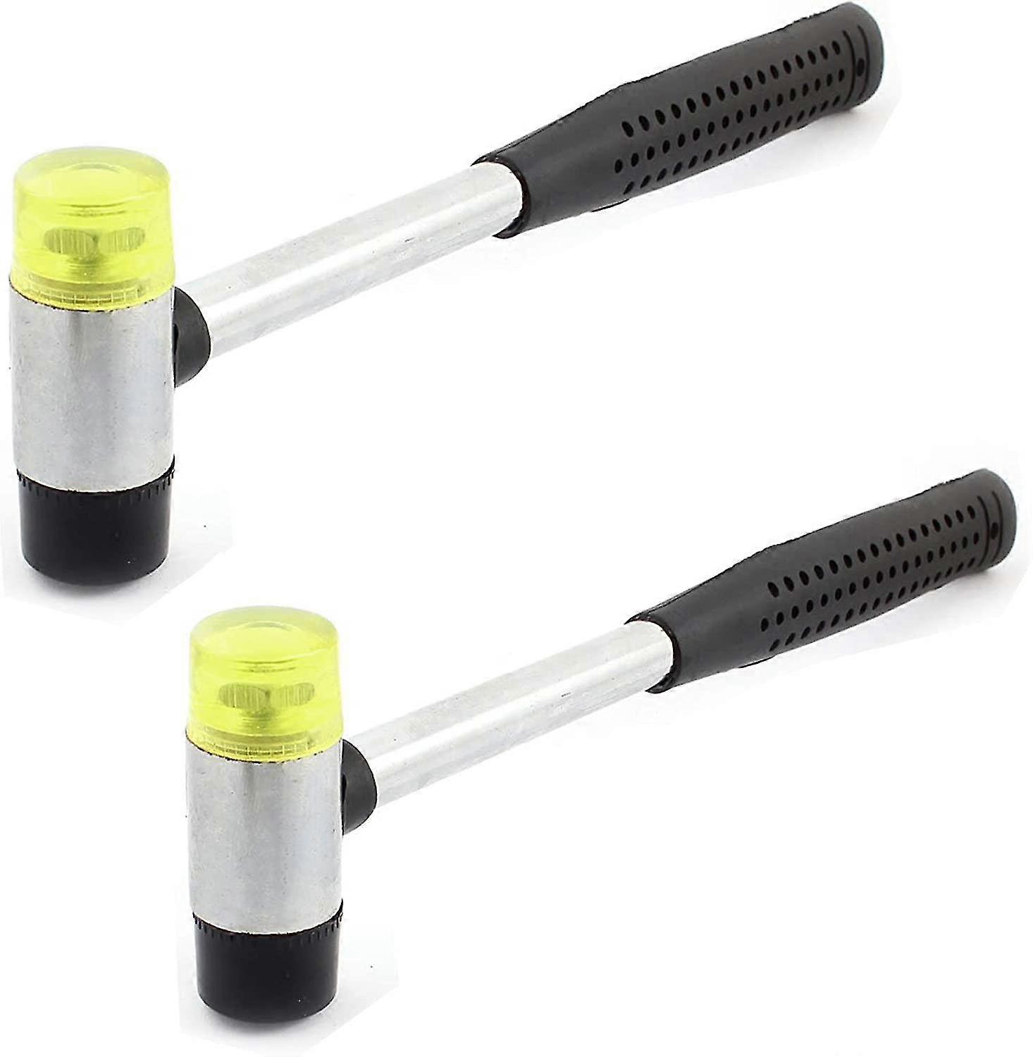 2pcs rubber mallet hammer,25mm nylon black handle double sided mallet diameter 25mm