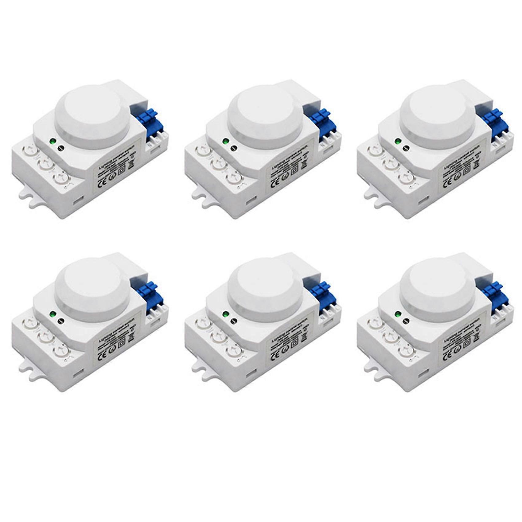 6X 5.8GHz HF System LED Microwave 360 Degree Motion Sensor Light Switch Body Motion Detector,White