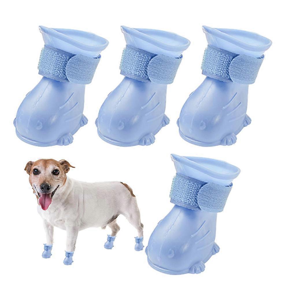 4Pcs Dog Shoes for Small Dogs, Adjustable Snow Boots, Waterproof Soft Dog Booties Paw Protector for Outdoor Walking, Indoor Hard Floors Anti Slip Sole