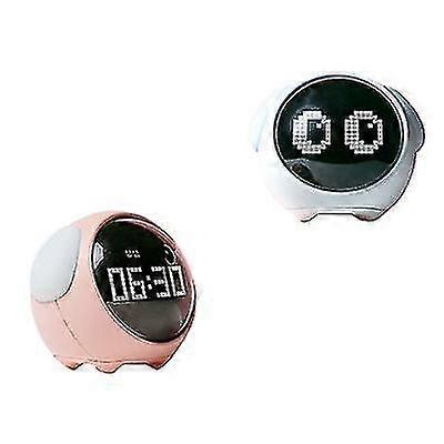 絵文字目覚まし時計、電子目覚まし時計、学生ベッドサイドナイトライト、スマート子供用時計絵文字ホワイト - アエスパ