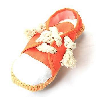 Pet Shoes Durable Teething Chewing Toy Simulated Canvas Cleaning Supplies for Dogs and Cats Orange