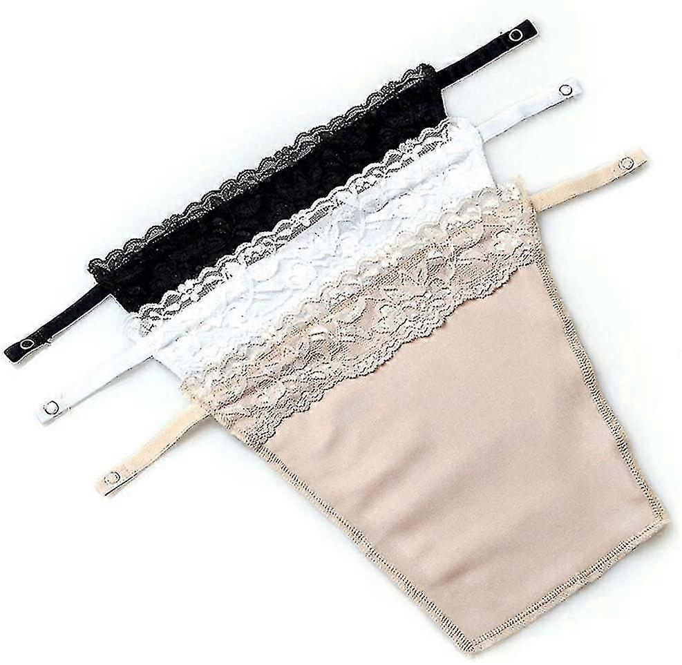 3 X Lady Lace Clip-on Mock Camisole Bh Insert Overlay Modesty Panel Vest
