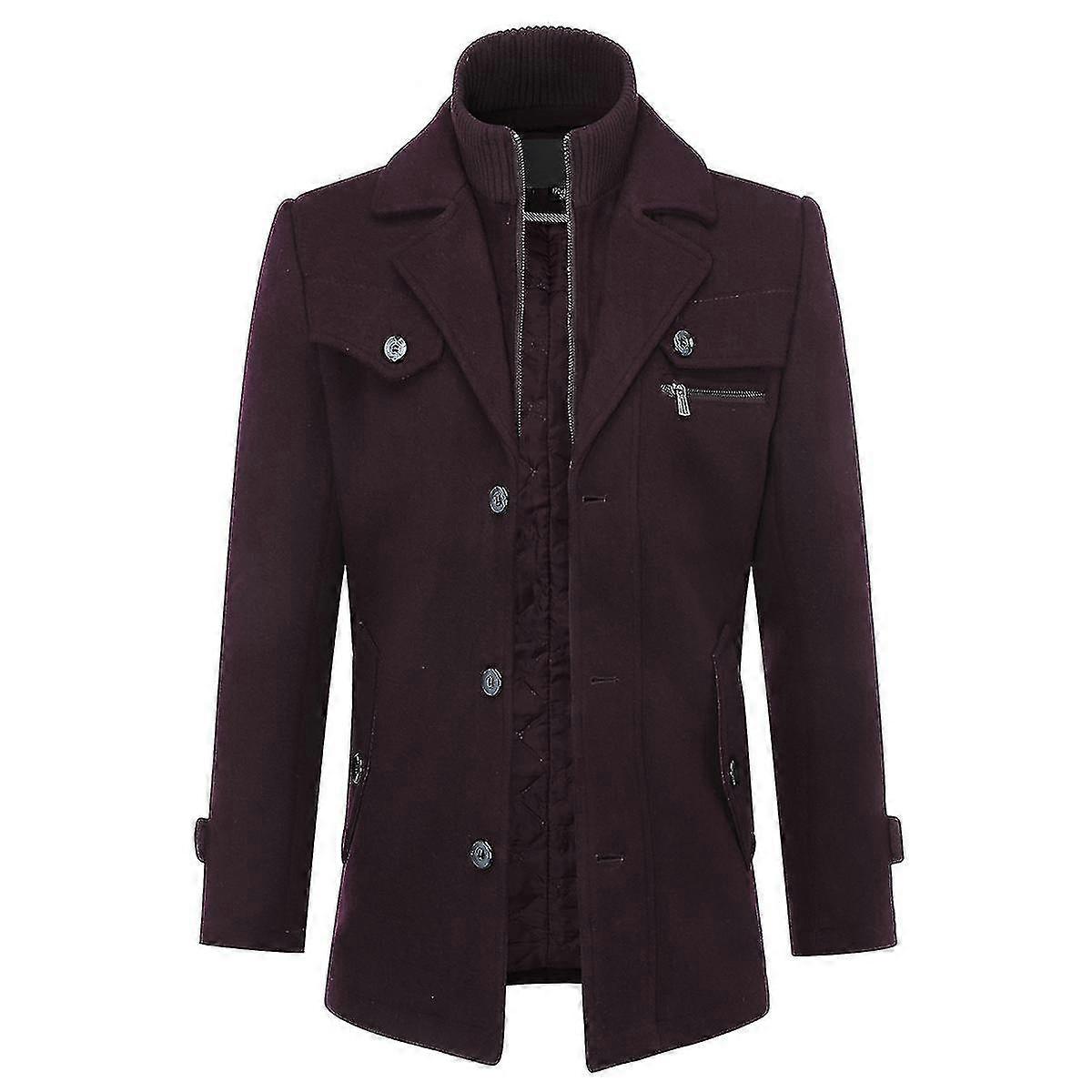 معاطف رجالية العادية تناسب الصوف خندق معطف سميك الشتاء معاطف منتصف الطول السترات العسكرية