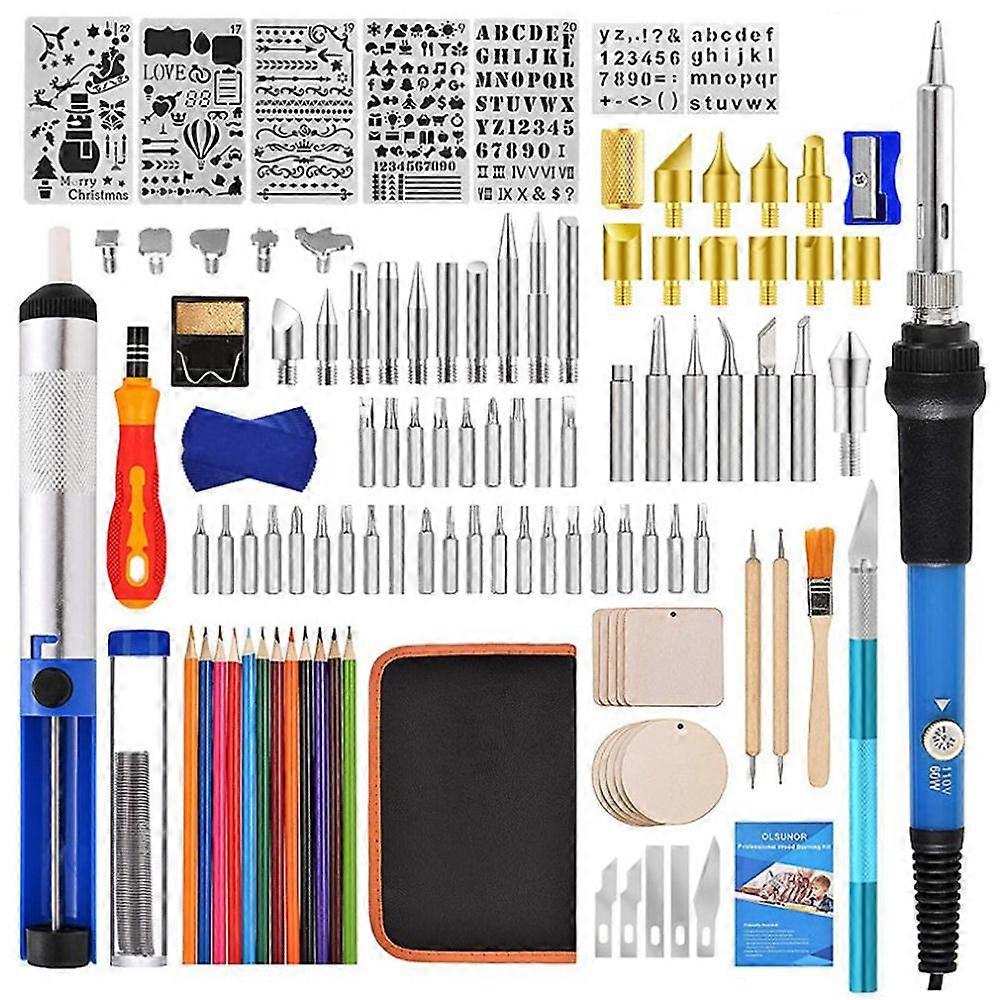 60W Carving Pyrography Pen Kit Adjustable Temperature Soldering Iron Wood Burning Kit
