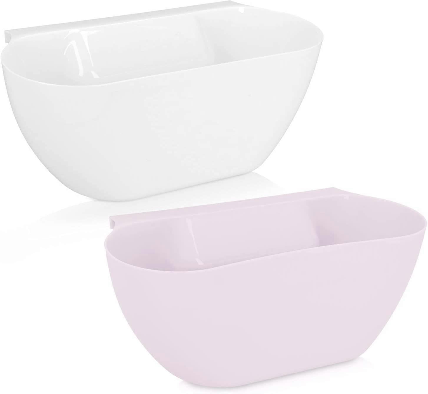 2 (Pink + White) kitchen waste collection cups - table waste collection tray 3.8l - hanging container 28 x 13.5 x 11 cm