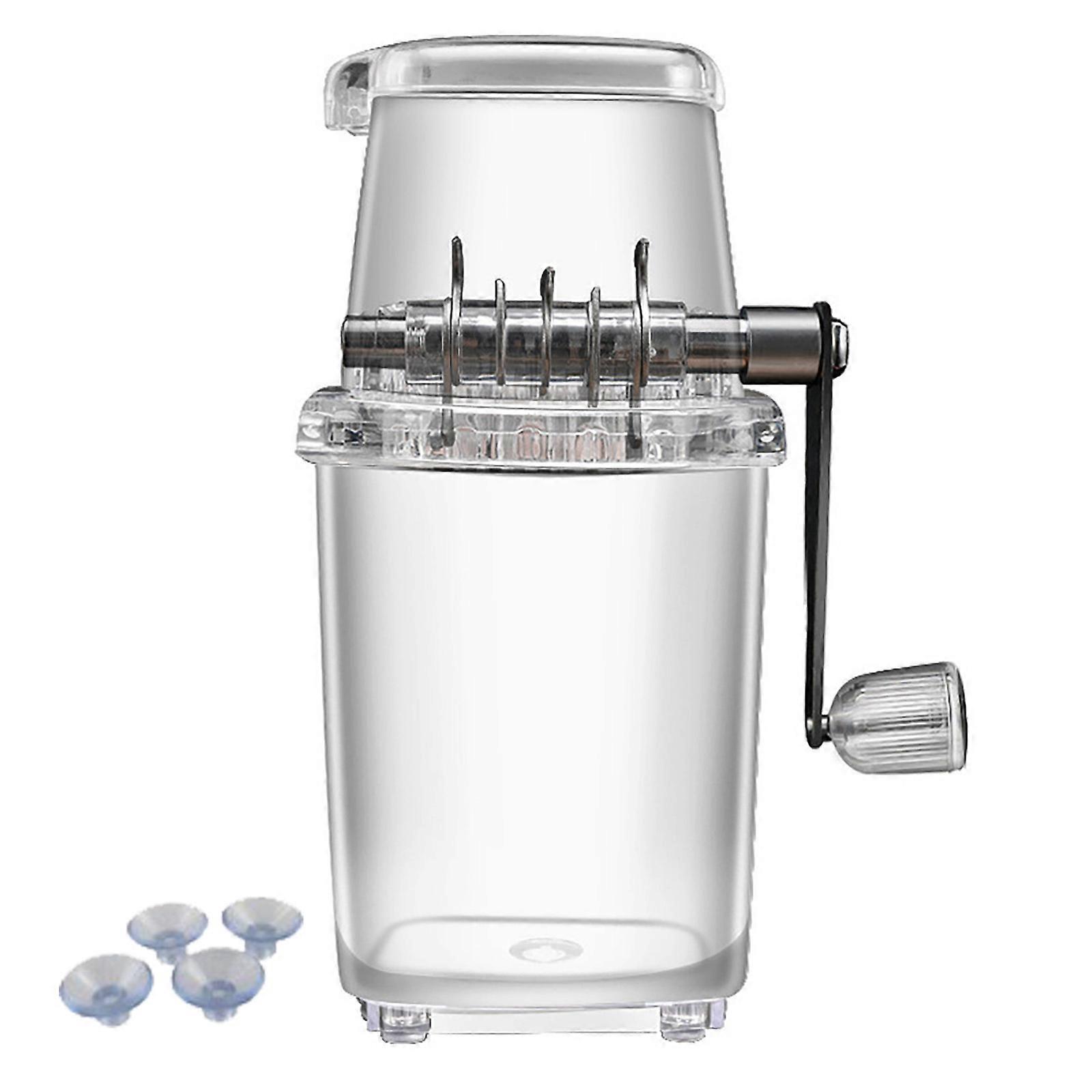 Manual Ice Crusher Ice Crusher Manual Ice Grinder Transparent Ice Shaver Hand Cranked Slushie Machine Non-slip Handle Openable Lid Crushed Ice Maker