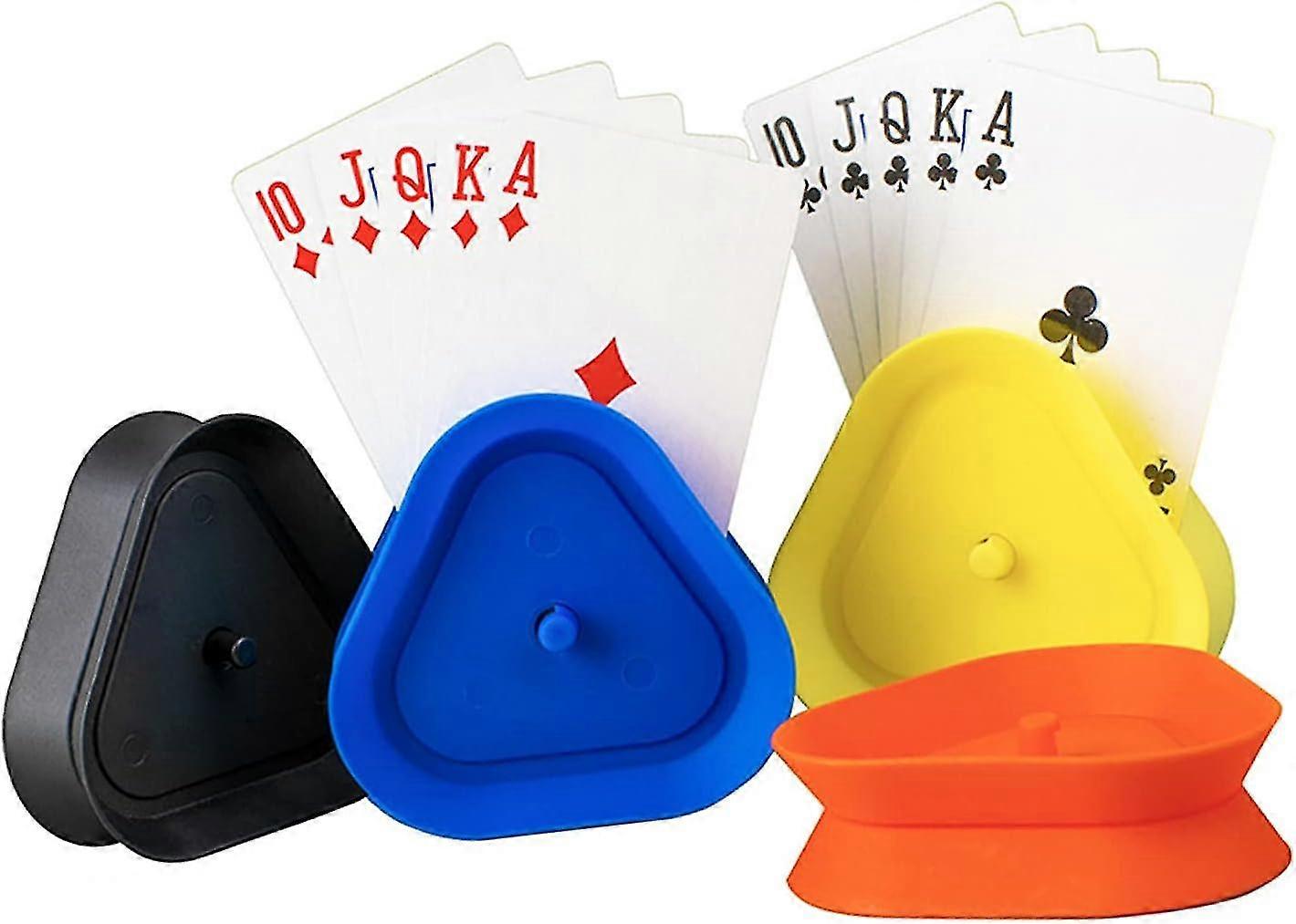 4 Pcs Playing Card Stands Triangle Game Free Hands Card Playing Holdercolor Random