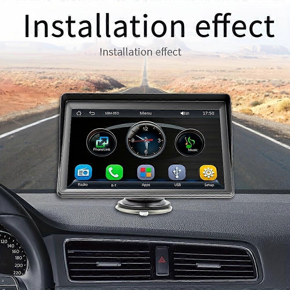 Upgrade 7" Portable Car Stereo Wireless Carplay Android Auto, Touch Screen With Vehicle GPS Multimedia Player Support Wireless Hand Free Calling Onlin