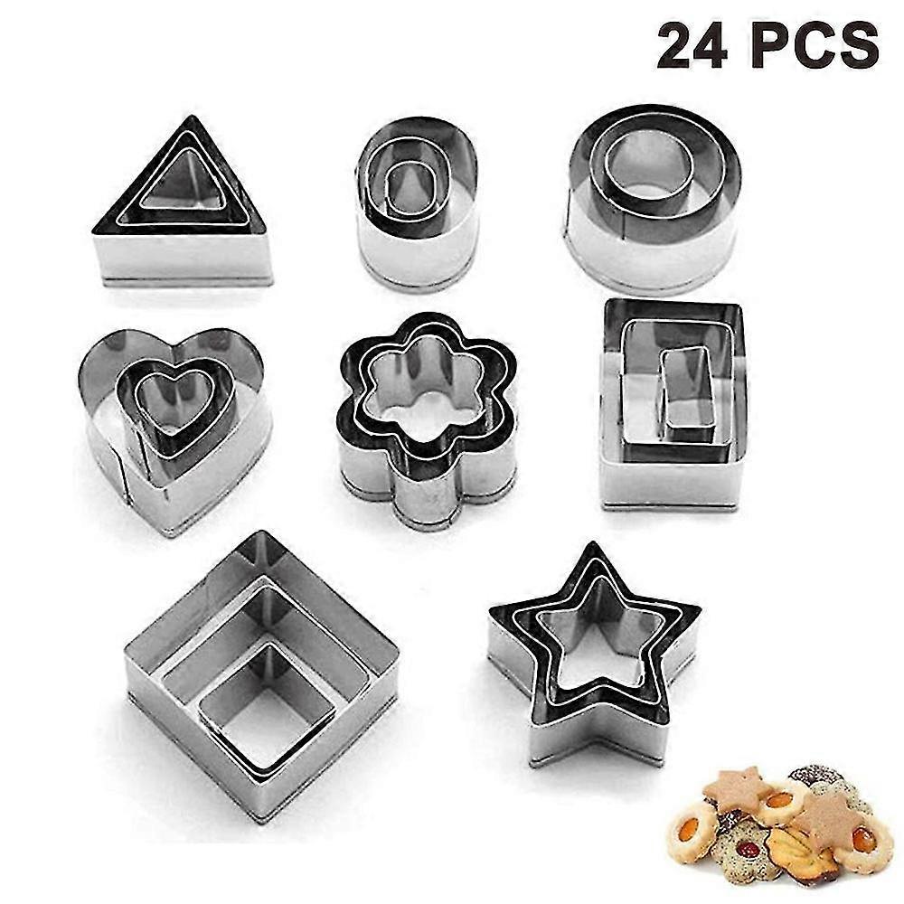 Mini Geometric Shaped Cookie Biscuit Cutter Set 24 Heart Triangle Round Tiny Circle Baking Stainless Steel Molds