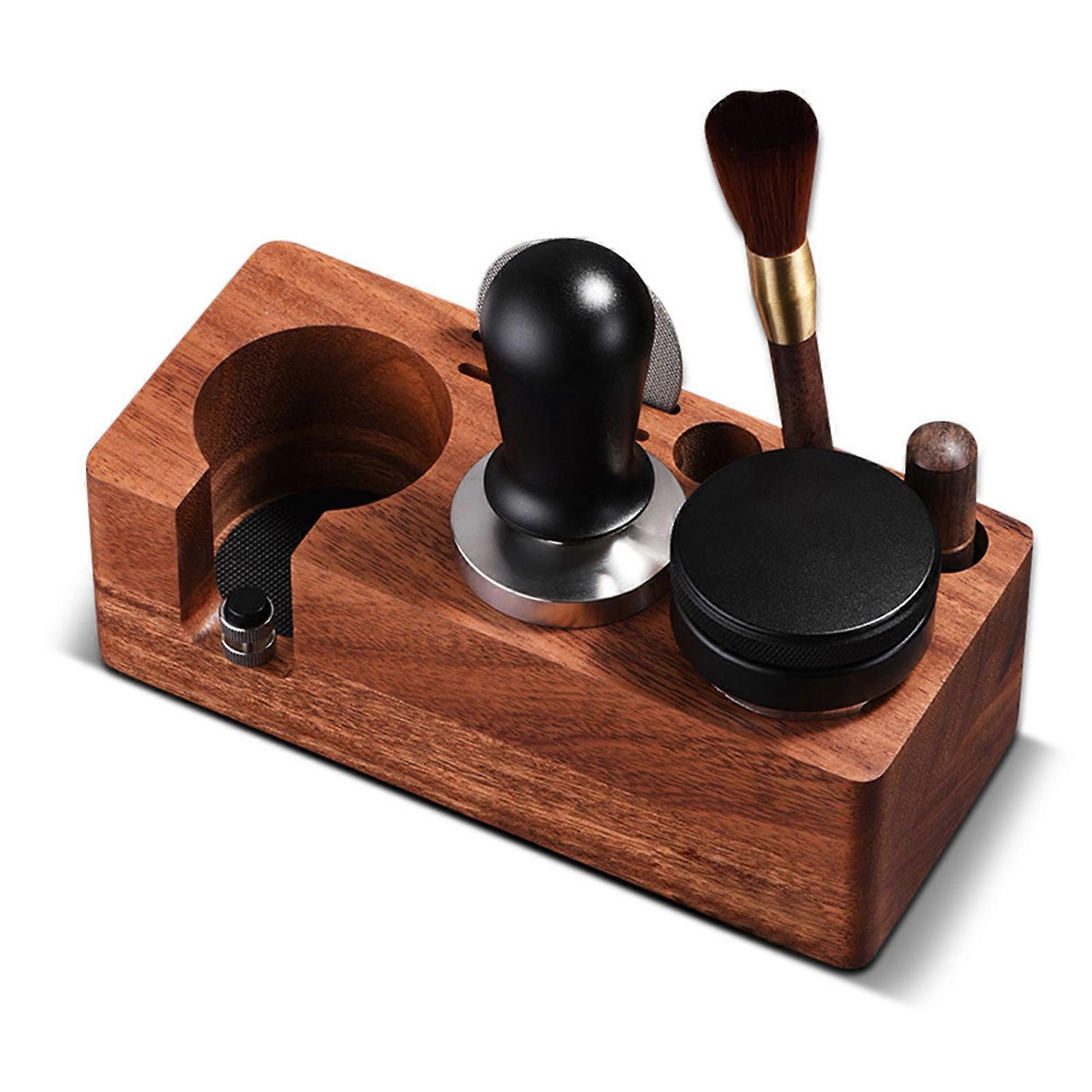 Paquet de 6 accessoires pour espresso Kit de contrôle en bois Distributeur de café Tamper Espresso Agitateur Écran de rondelle avec brosse de nettoyage 6-en-1 Multipurpose E