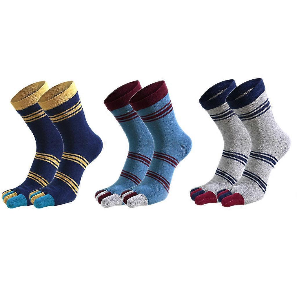 Men Toe Socks Cotton Ankle Five Finger Crew Socks Athletic Running Socks 3 Pairs