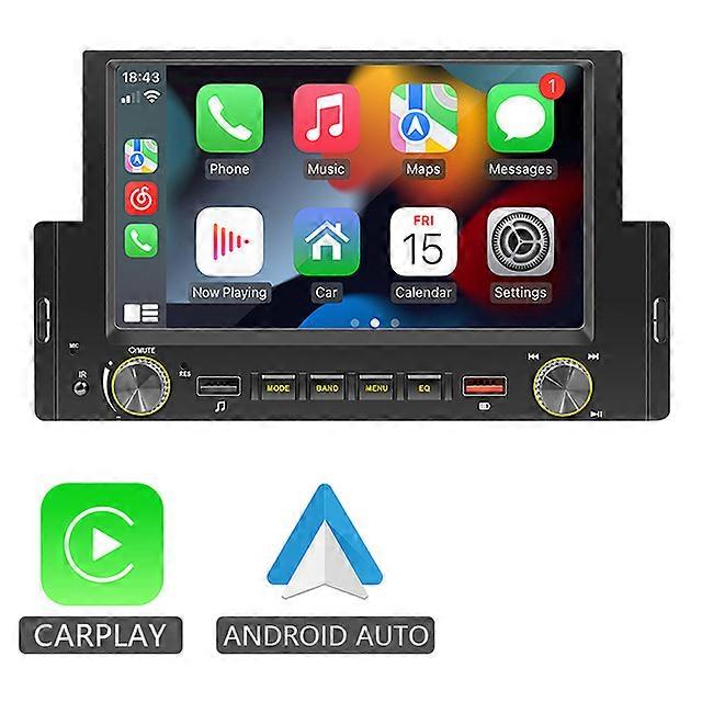 Autoradio Android CarPlay 1DIN, Bluetooth, lecteur multimédia vidéo MP5, écran tactile 6,2 pouces, avec télécommande