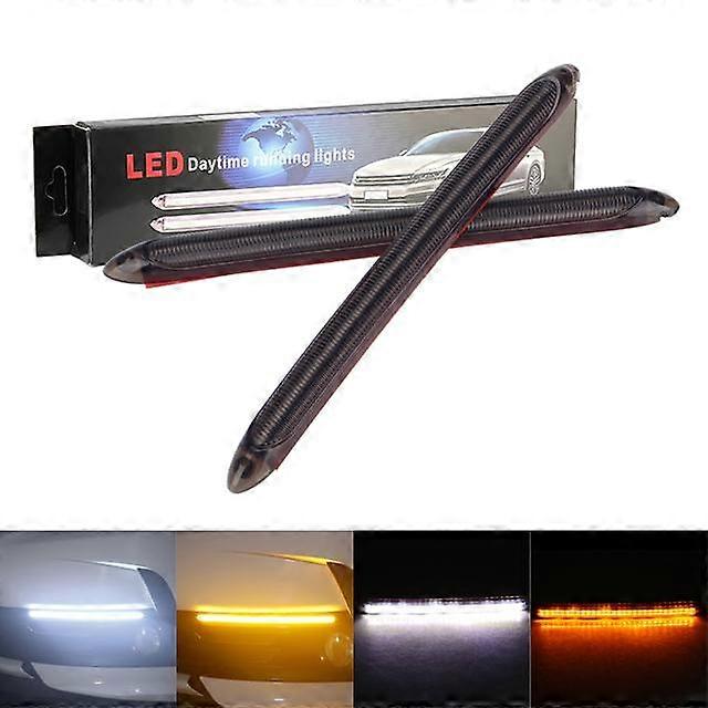 DRL LED Daytime Running Light for Car Waterproof Scan Headlight Strip Sequential Flow Yellow Turn Signal White Daytime Light 12V