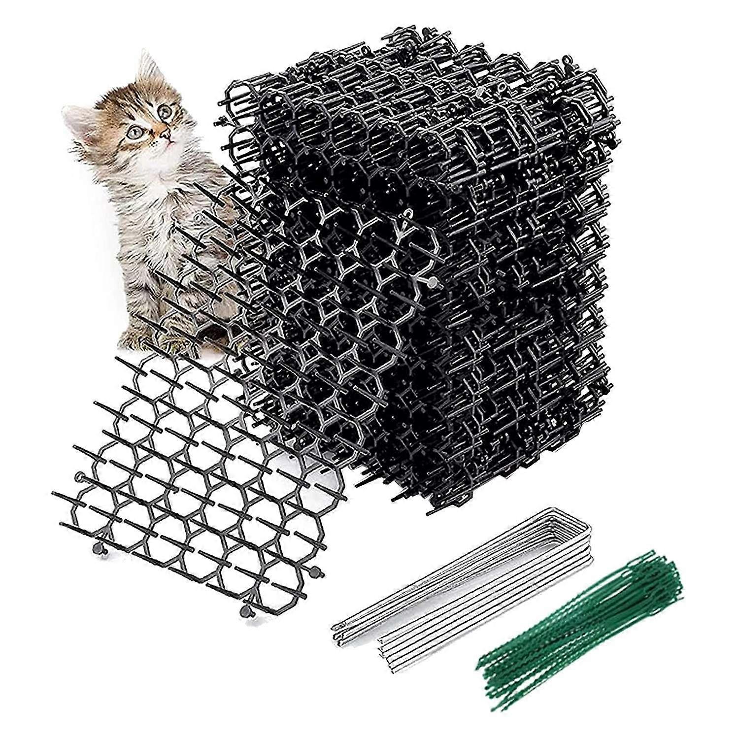 12Pcs Cat Mat with Spikes,At Animal Spikes Repellent,Garden Prickle Strip Dig Stopper Cat Deterrent Spikes