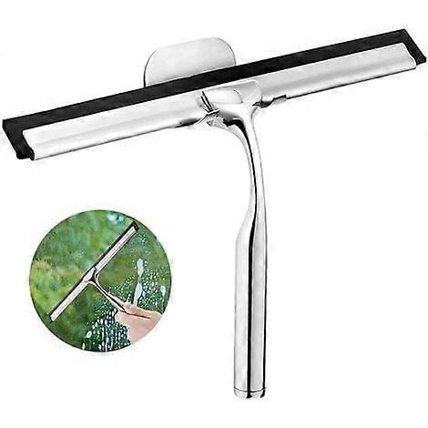 Shower Squeegee, Stainless Steel Shower Scraper With Suction Cup Hook