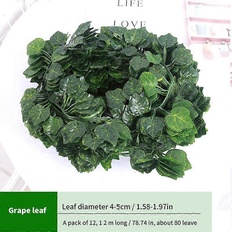 Artificial Lvy Green Leaf Wreath Plant Vine Grape Leaf Climber Green Leaf Family Garden Wedding DIY Garden Craft Flower