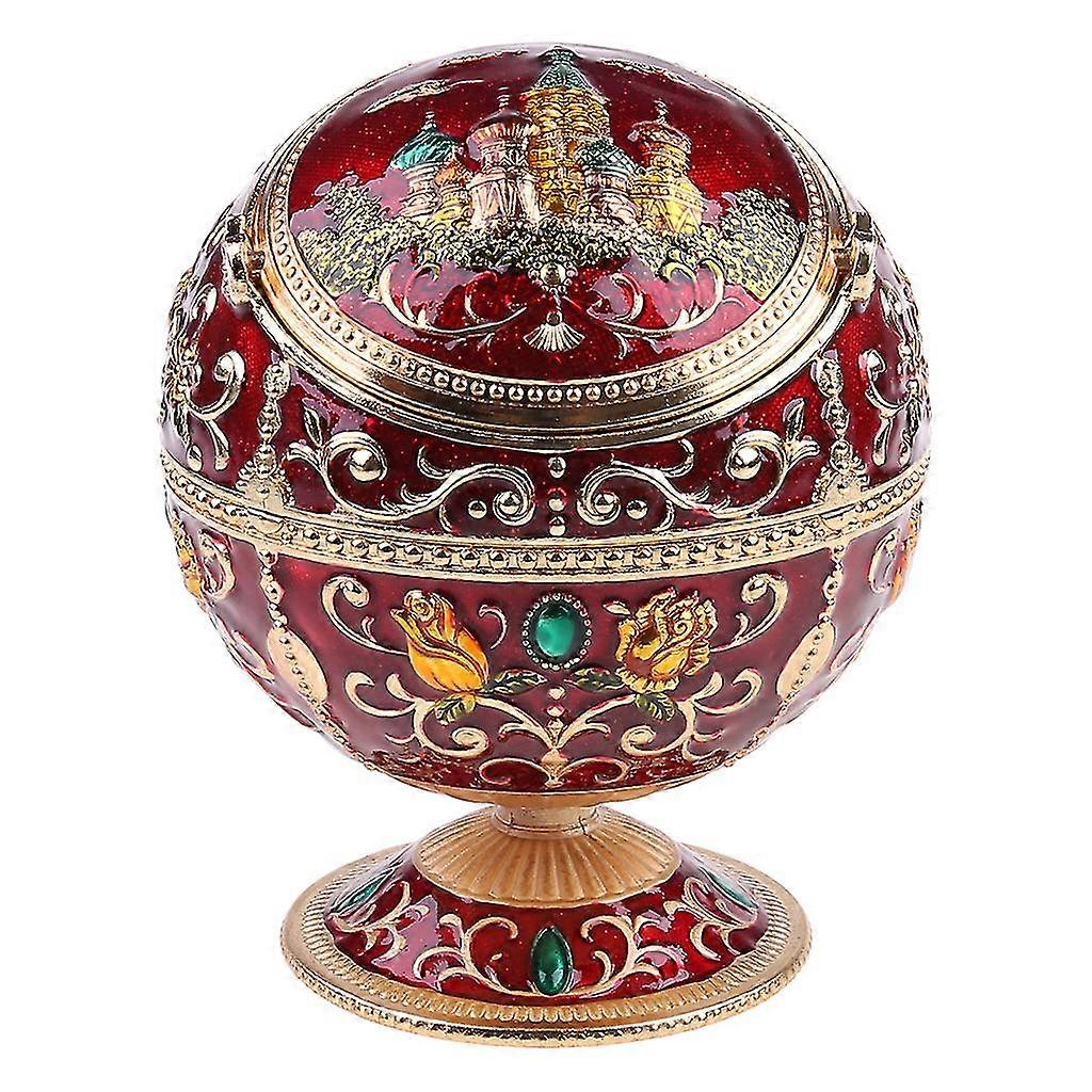 Retro Cigarettes Ashtray With Lid Windproof Spherical Ashtray For Home Office
