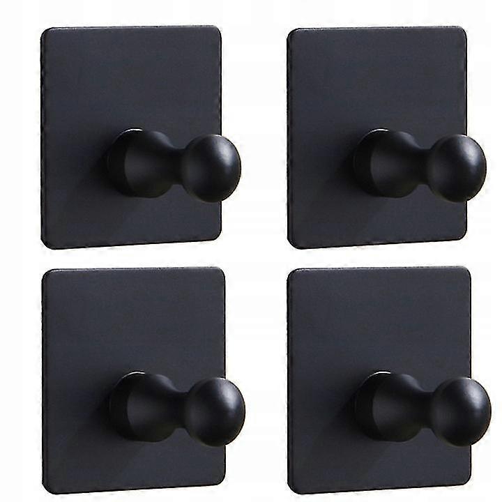 4 Perforated Stainless Steel Coat Hooks square Hook 006 Black)