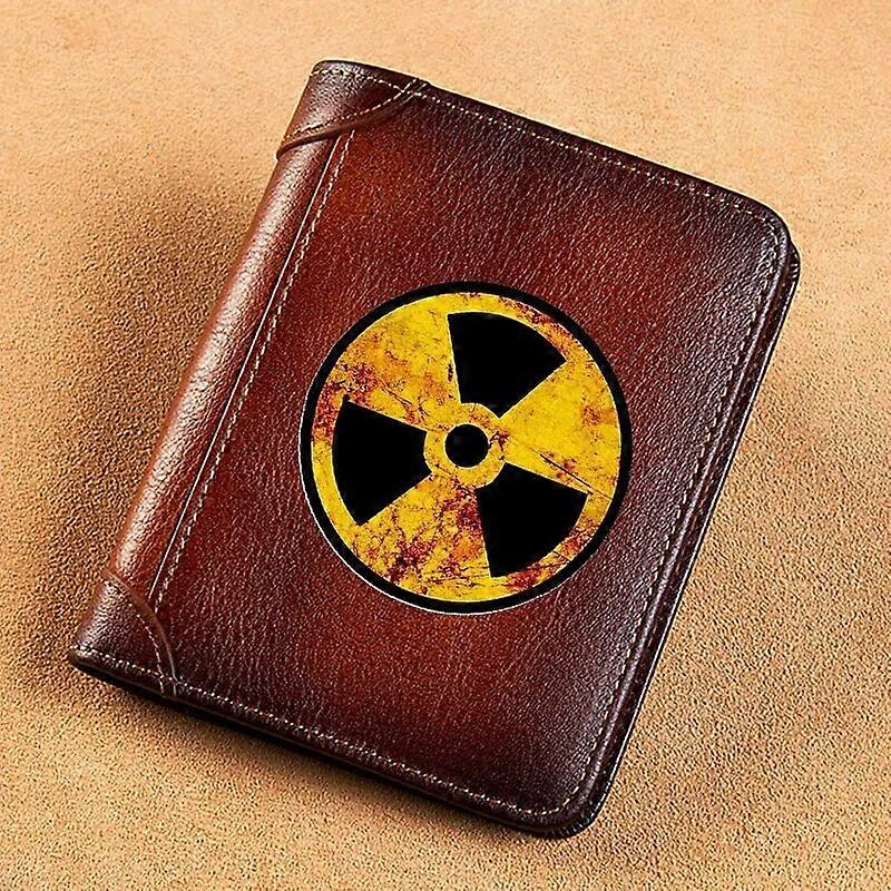 High Quality Genuine Leather Wallet Fallout 4 Vault 111 Symbol Printing Card Holder Male Short Purses BK670