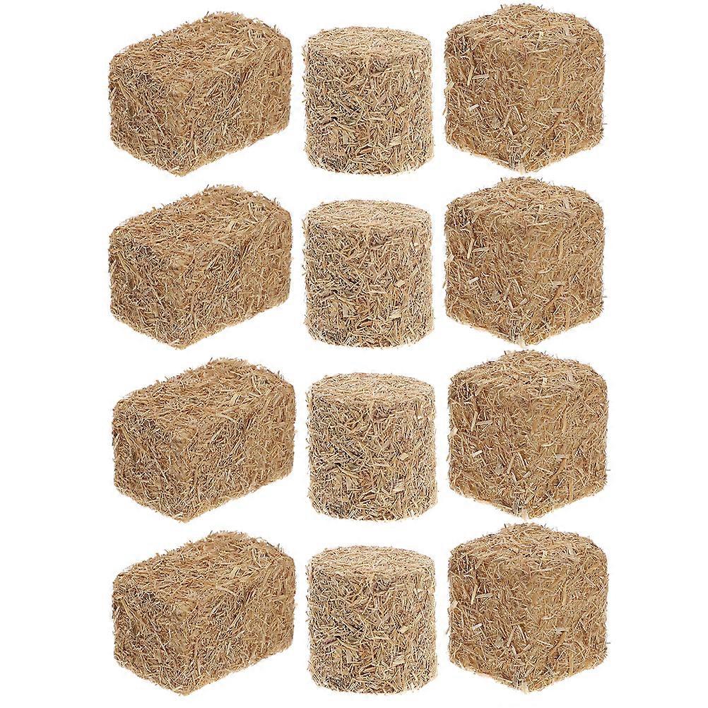 12pcs Stackable Haystack Autumn Style Mini Hayrick Ornament Scene Bales
