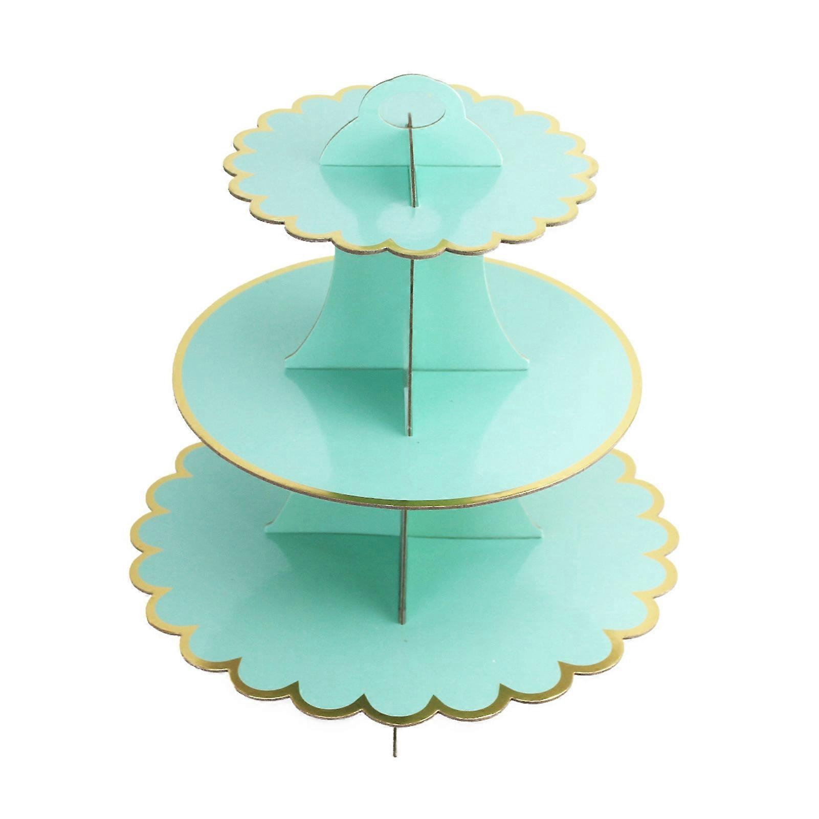 MengXi Paper Cake Stand Easy to Assemble Three-layer Flower Edge Disposable Dessert Stand for Wedding
