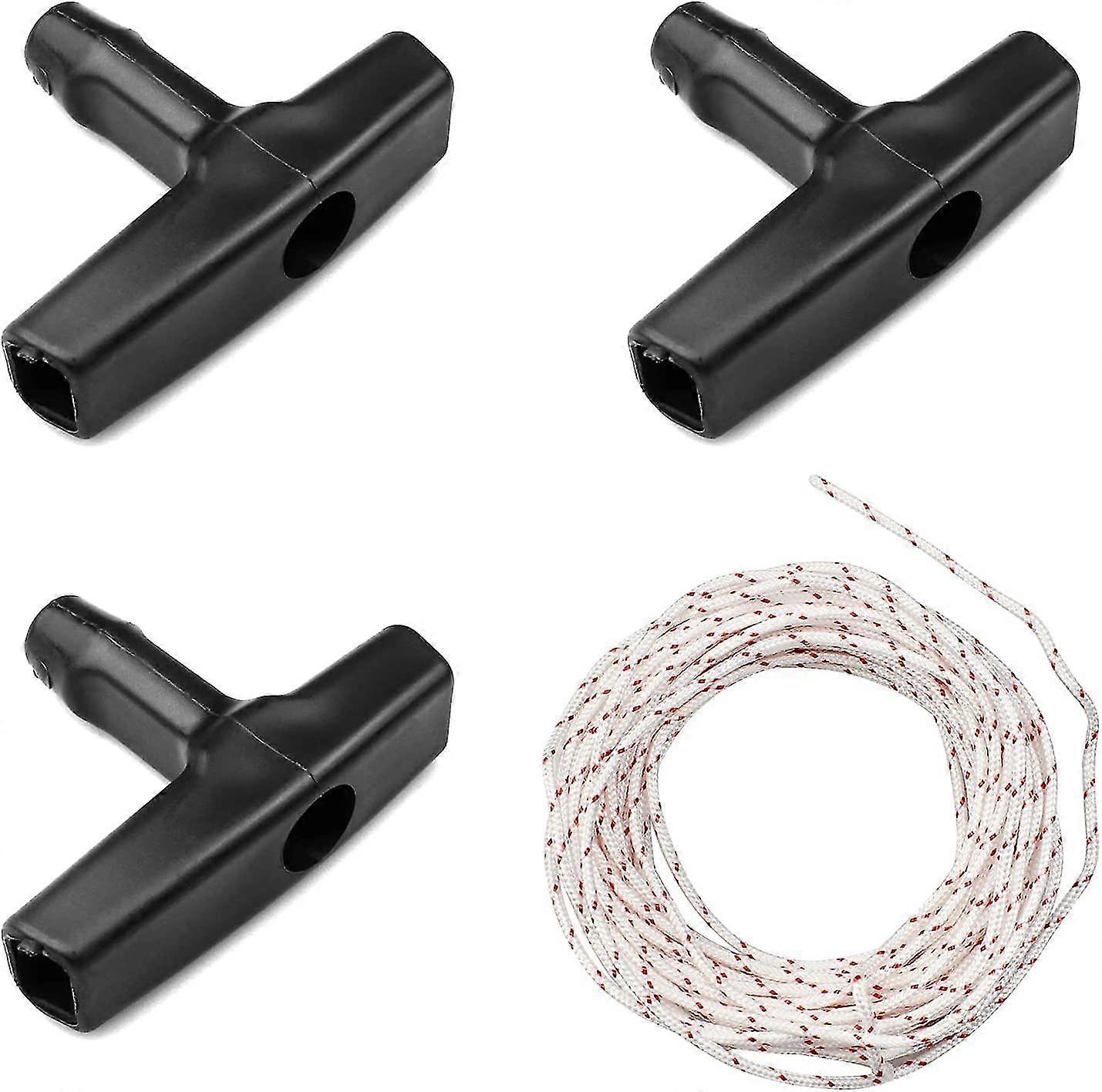 Recoil Starter Rope 10 Meters 3mm Pull Rope With 3 Starter Handle For Lawn Mower, Chainsaw, Edger, Petrol Engines