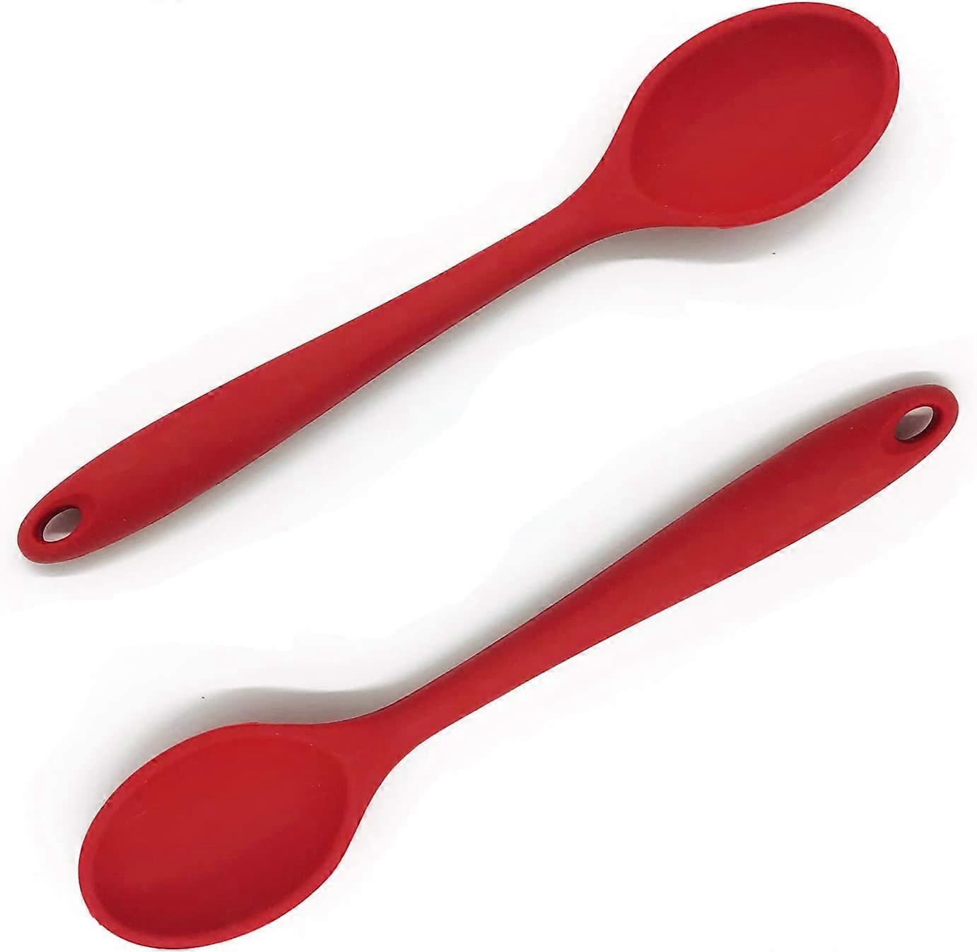 BPA-frie non-stick silikon kokeskjeer 2 pakke for røring, ta, rør og server (rød)