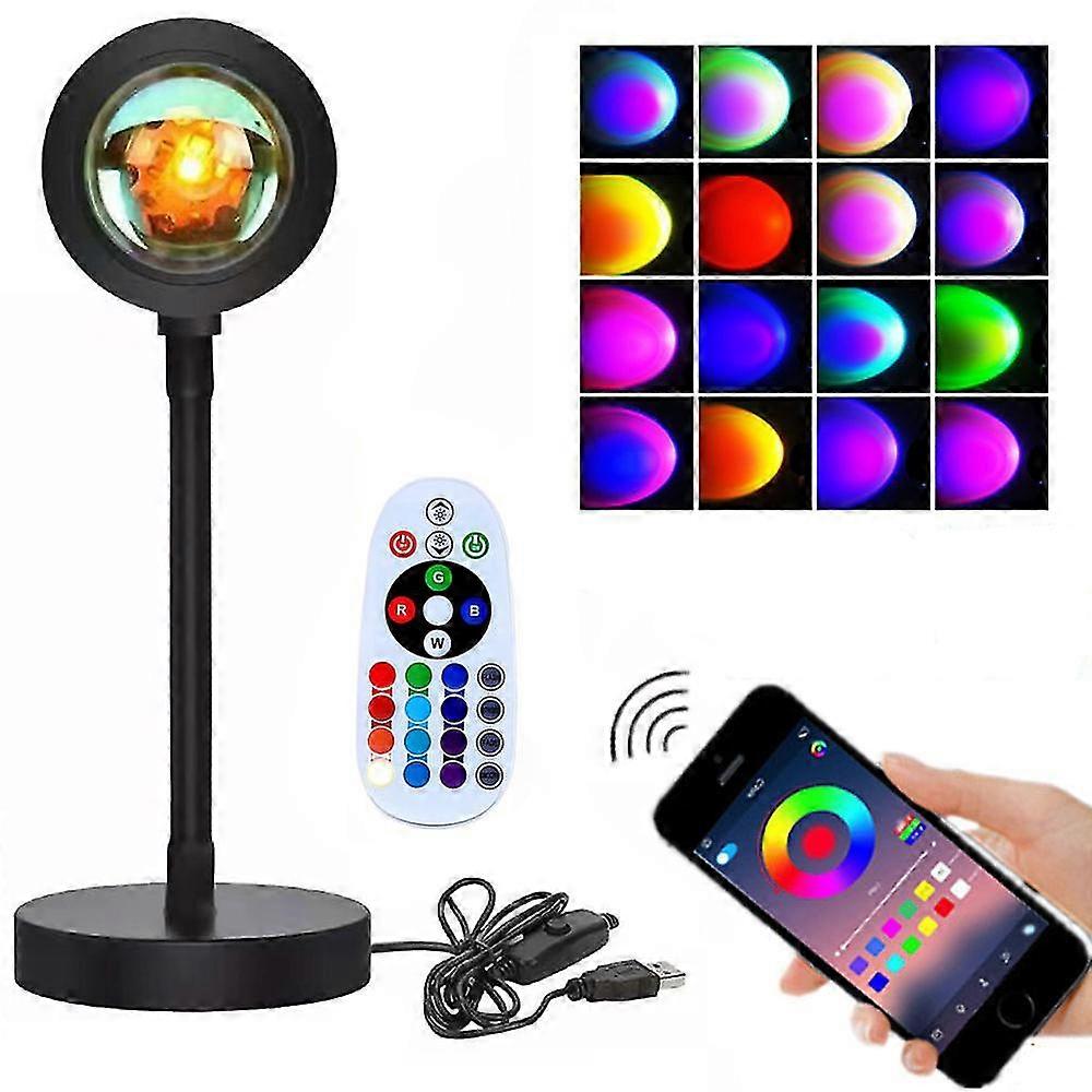 Sunset Lamp Projector 16 Color Led Rainbow Sunset Projection Light Remote Control 360 Degree