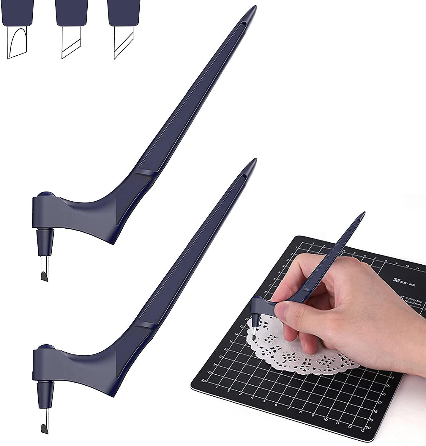 Craft Cutting Tools Stainless Steel with 360-Degree Rotating Blade and Three Cutter Heads for Stencil Scrapbook Paper Storage(2PCS)