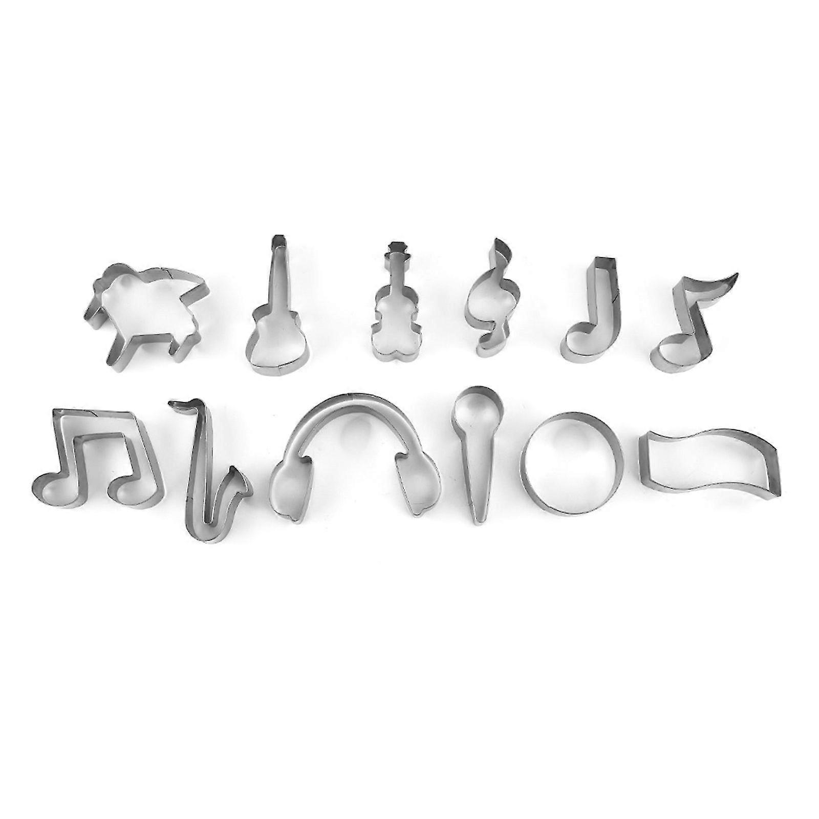 Set of 12 Cookie Molds Biscuit Cutters Musical Notes & Instrument Shaped