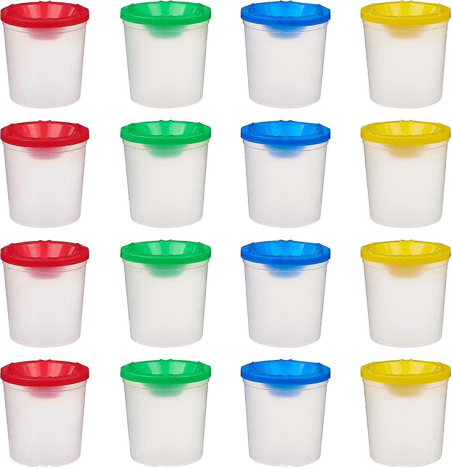 20 Pcs No Spill Plastic Paint Cups 4 Assorted Colors Palette Cups with Lids Art Supply for Paint School Classroom DIY