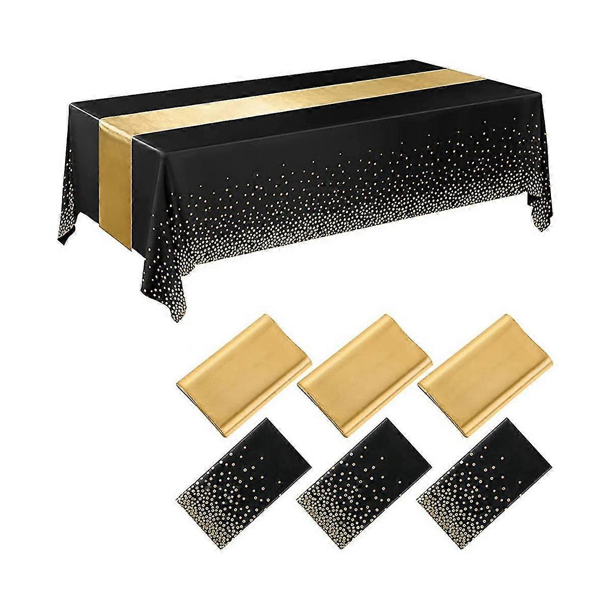 4pcs Disposable Plastic Tablecloths Table Runner Set Satin Table Runner For Wedding Birthday Party