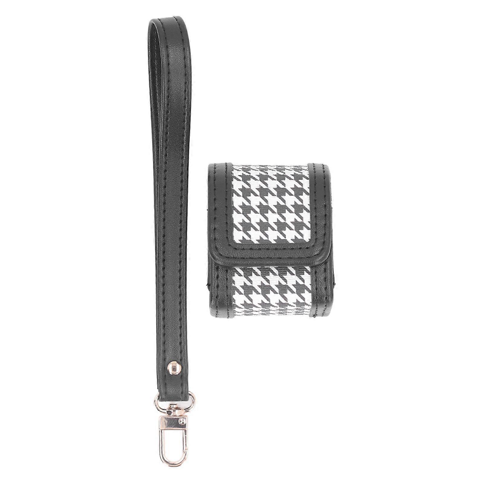 Instant Camera Bag, Stylish Plaid Pattern PU Protective Case with Wrist Strap for Instax PAL, Black