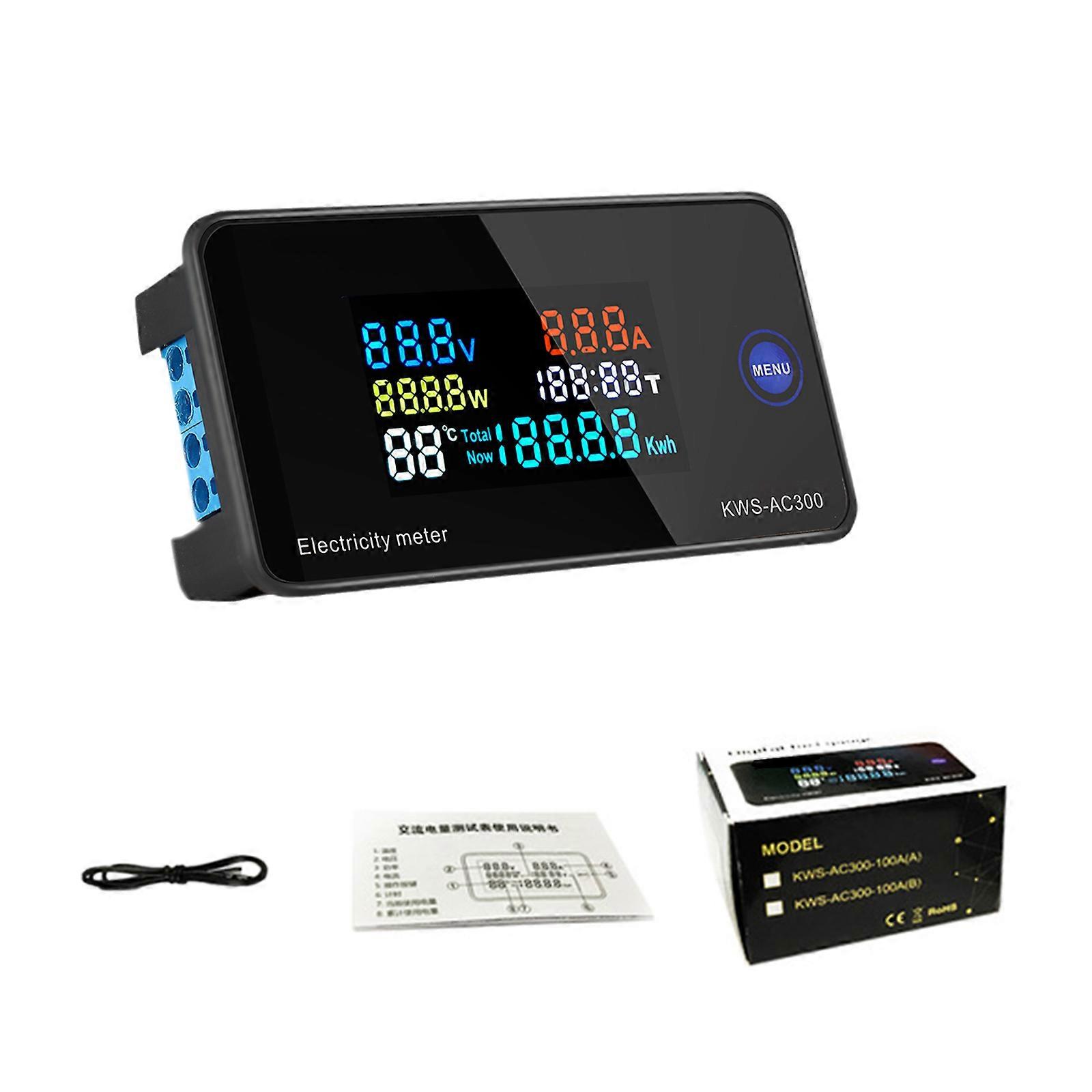  AC LCD Display Digital Multimeter Ammeter Voltmeter Current Voltage Power Energy Meter Tester Temerature Display