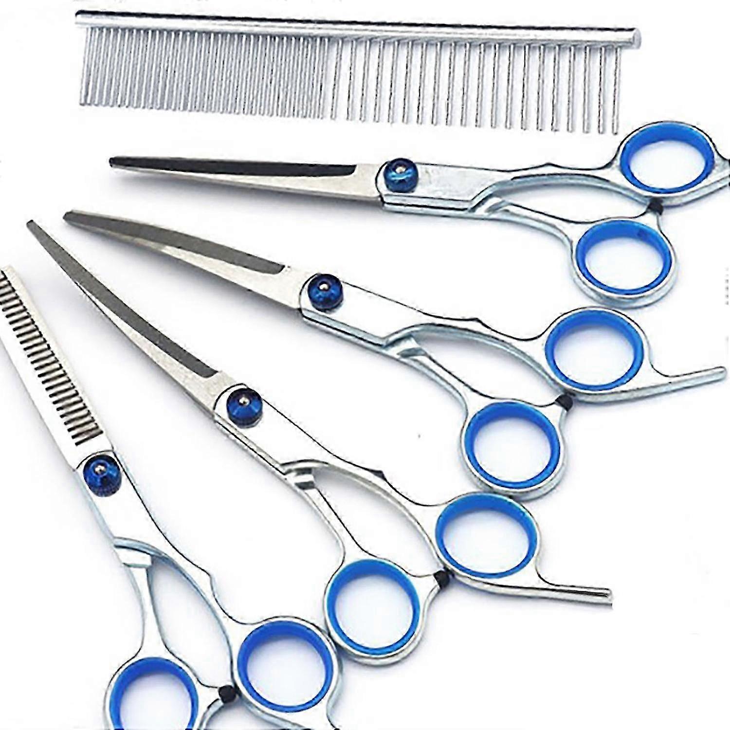Dog Grooming Scissors Kit Stainless Steel Comfortable Adjustable Screw Professional 6 in 1 Grooming