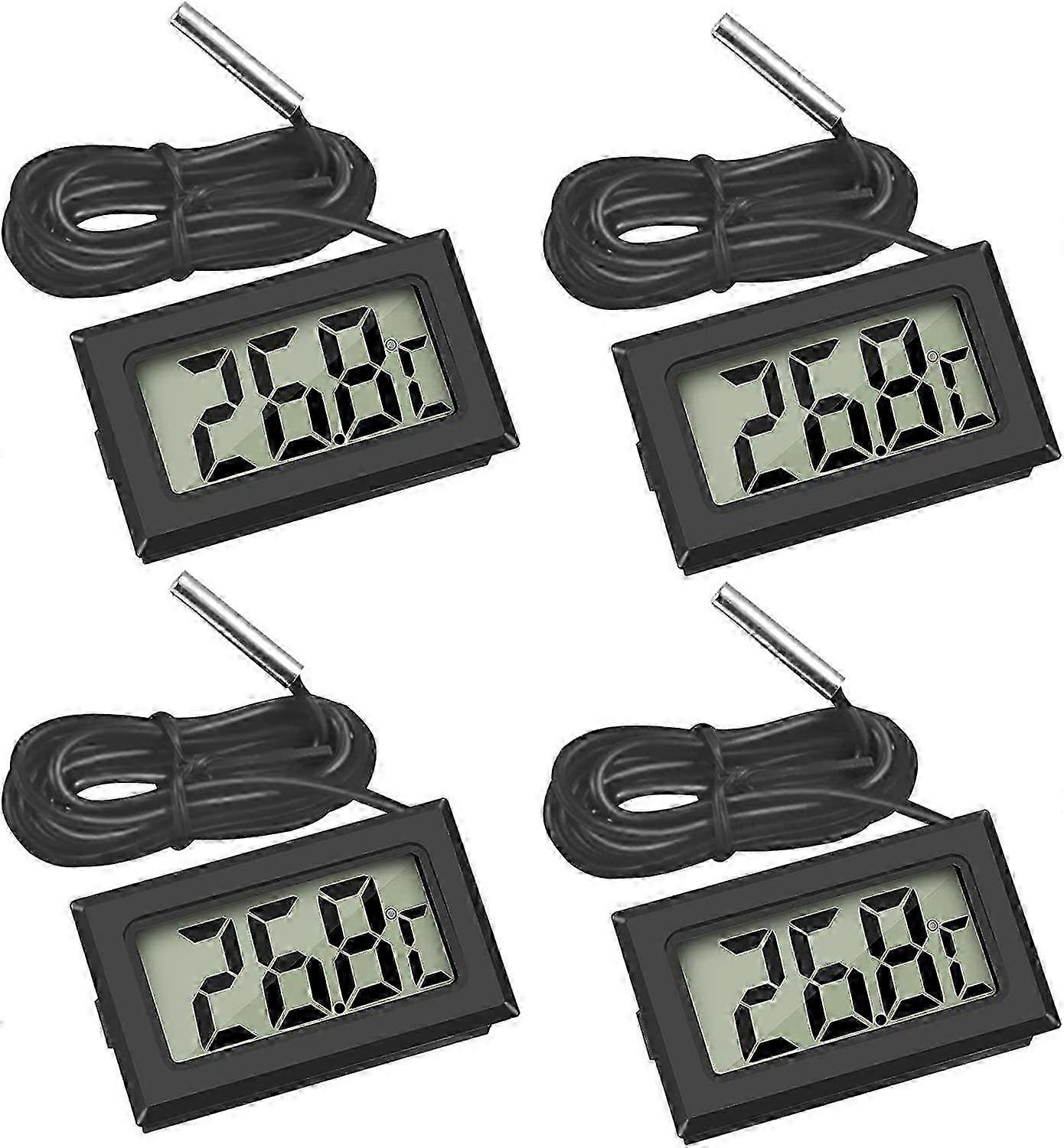 Mini Digital LCD Thermometer Temperature with Temperature Probe Sensor Tester (4X Black)