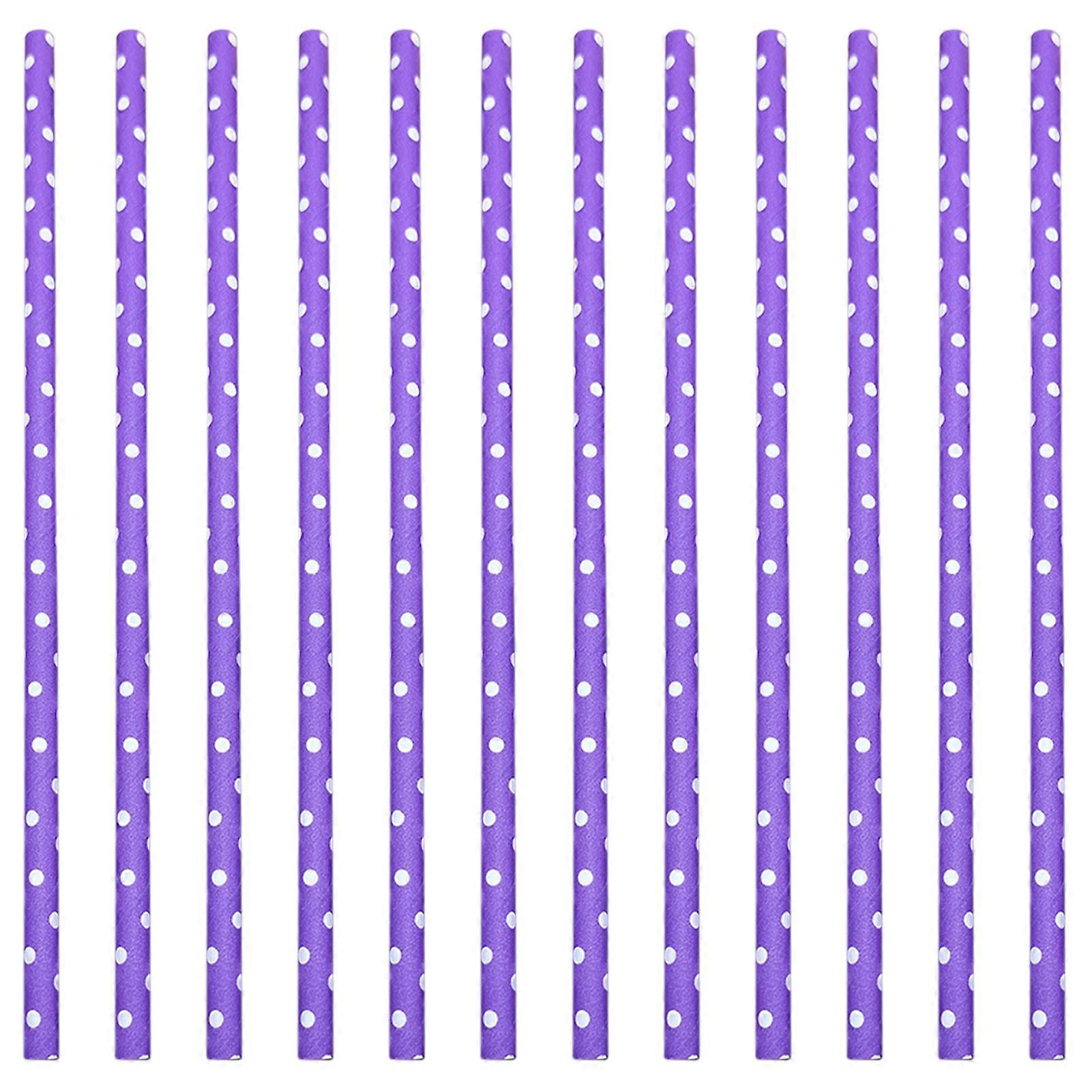100Pcs使い捨て紙ストロー食品グレードBPAフリーリッチカラーホリデーパーティーハートドットプリント飲料水ストロー