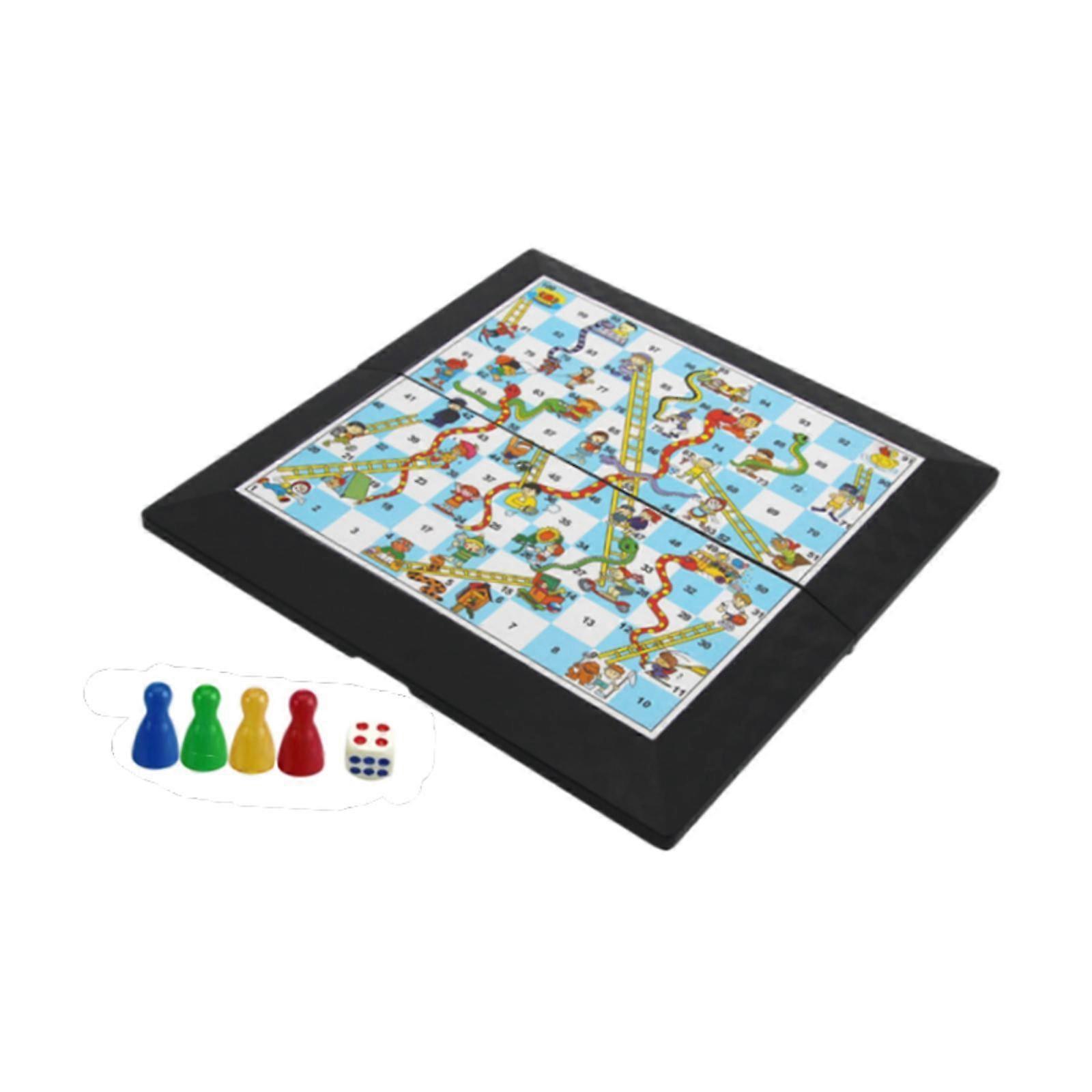 Snake and Ladders Board Game Travel Game Portable for Family Adults Children